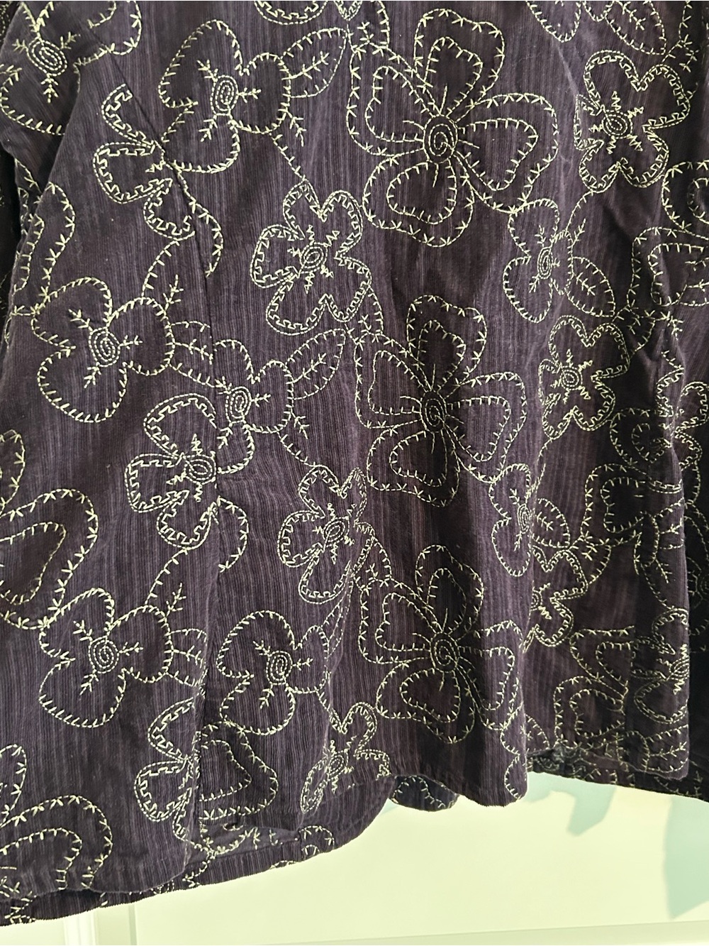 Flax Embroidered Lightweight Corduroy Blazer Purple Size L - Picture 13 of 13